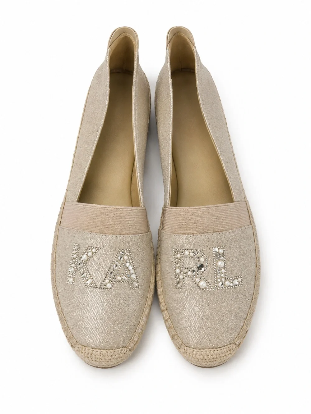 Karl Lagerfeld Manika Beaded Embellished Logo Espadrille Flats